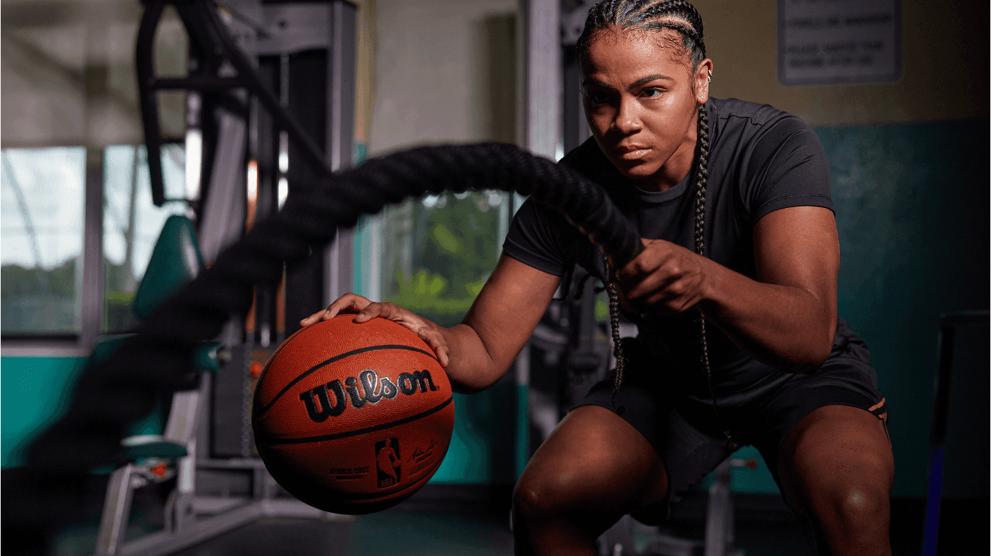 woman playing basketball