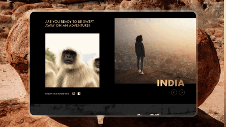 Digital interface showing travel-inspired imagery of India as part of a Nuii brand campaign.